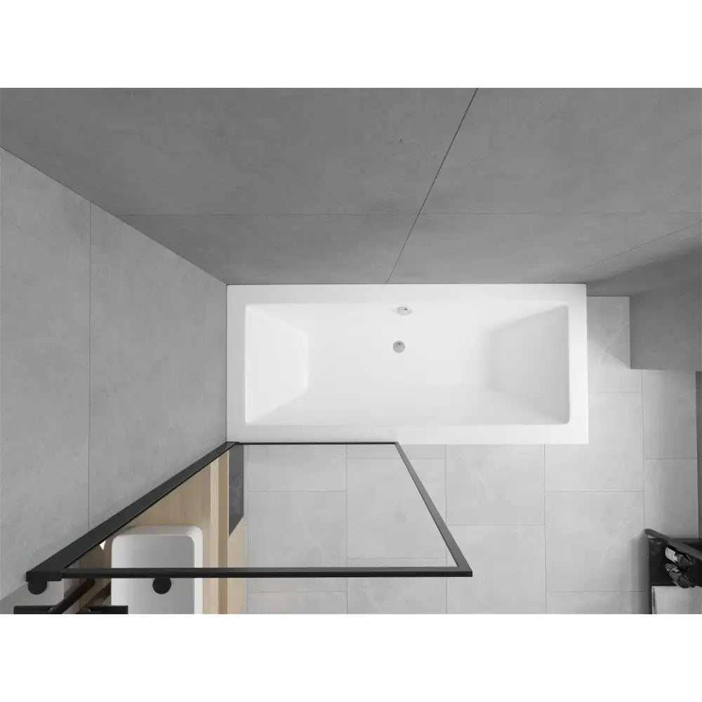 Mexen Cube Rektangulært Badekar 180x80 Cm med Kabinett og Enkelt 80 Cm Dusjvegg Sort Mønster Fix - 550518080x