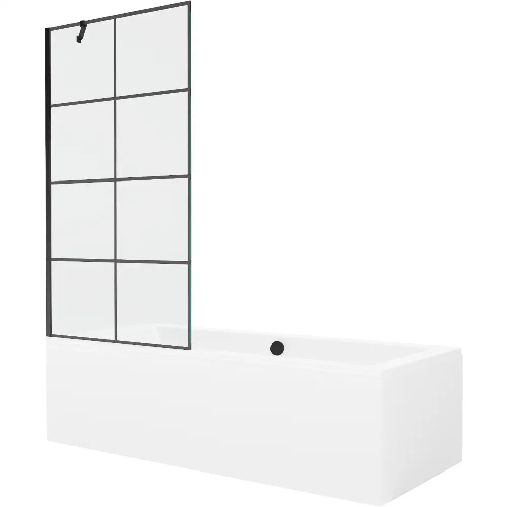 Mexen Cube Rektangulært Badekar 180x80 Cm med Kabinett og Enkelt 90 Cm Dørskjerm Svart Mønster - 550518080x