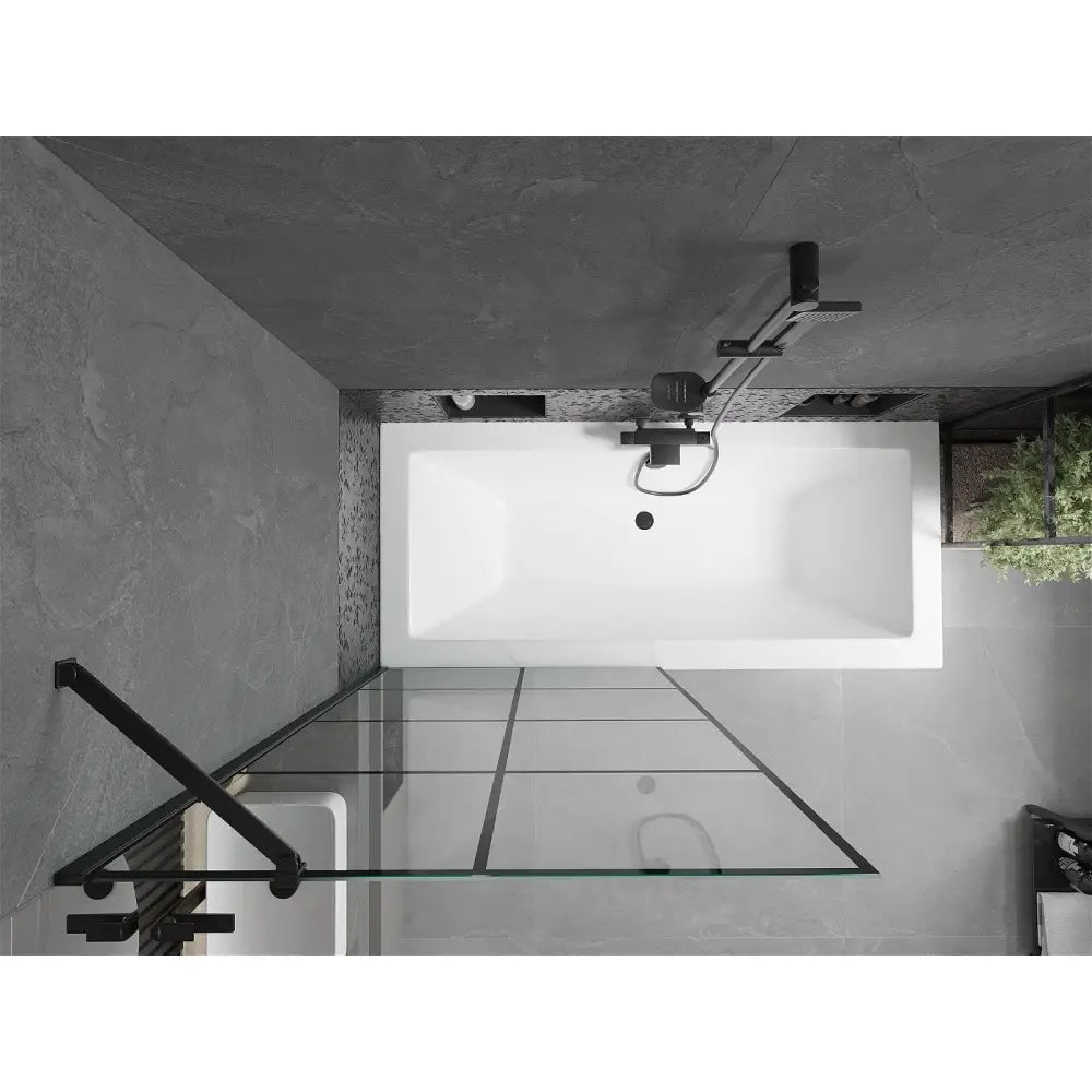 Mexen Cube Rektangulært Badekar 180x80 Cm med Kabinett og Enkelt 90 Cm Dørskjerm Svart Mønster - 550518080x