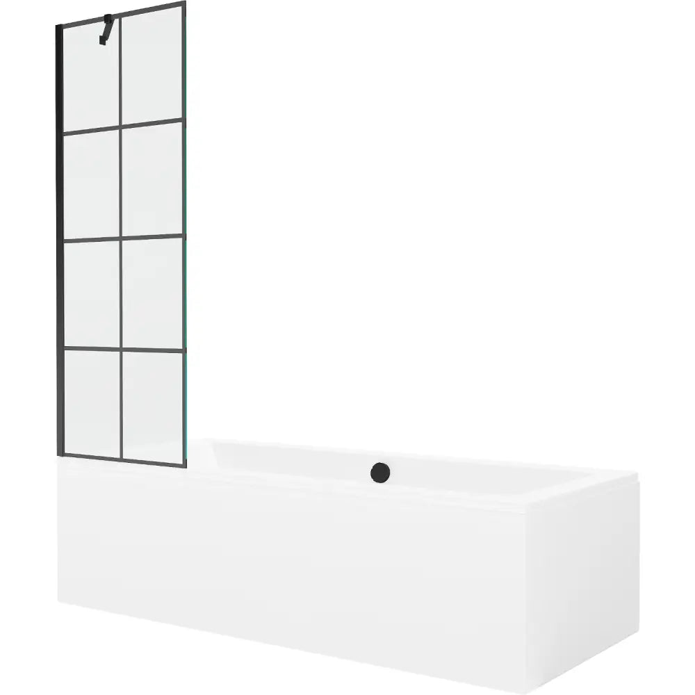Mexen Cube Rektangulært Badekar 180x80 Cm med Kabinett og Ett-panels Skjerm 60 Cm Svart Mønster - 550518080x