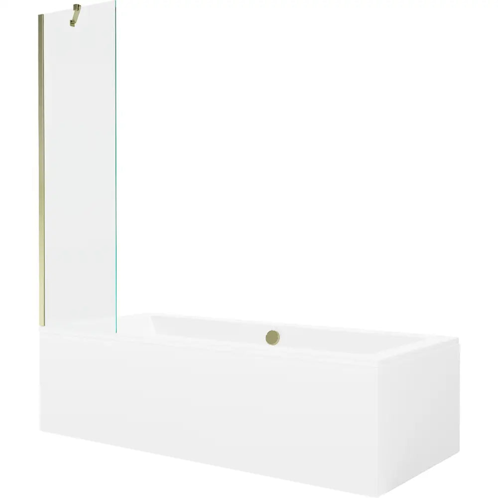 Mexen Cube Rektangulært Badekar 180x80 Cm med Kabinett og Ettveggs Dusjvegg 50 Cm Gjennomsiktig Gull - 550518080x