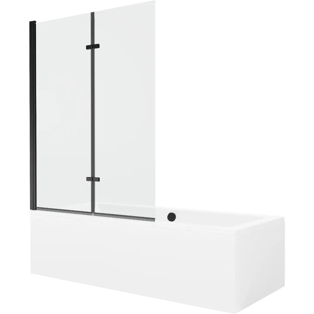 Mexen Cube Rektangulært Badekar 180x80 Cm med Kabinett og To-delt Dusjvegg 120 Cm Gjennomsiktig Svart - 550518080x