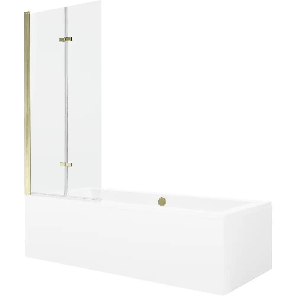 Mexen Cube Rektangulært Badekar 180x80 Cm med Kabinett og To-delt Skjerm 80 Cm Gjennomsiktig Gull - 550518080x