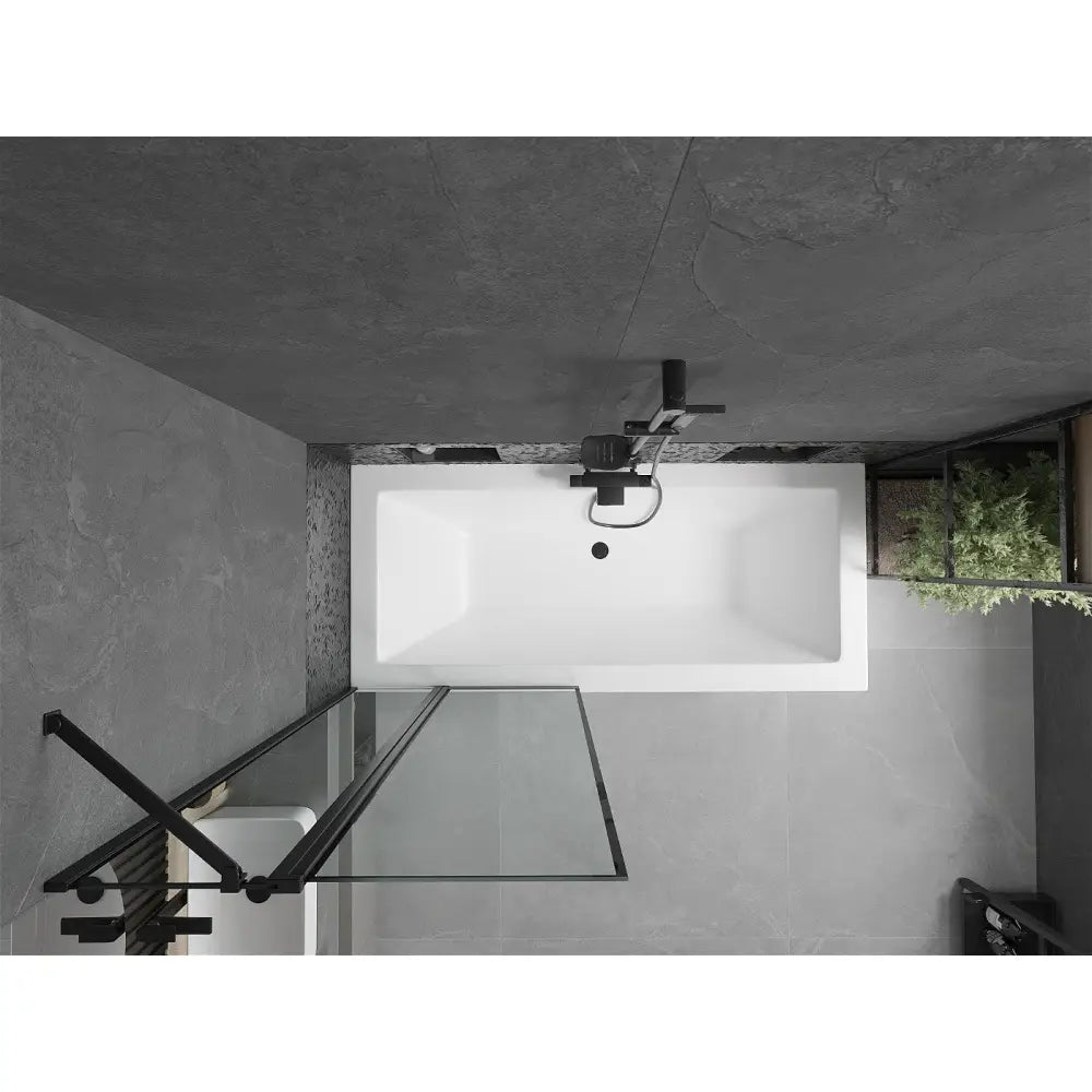 Mexen Cube Rektangulært Badekar 180x80 Cm med Kappe og Enkeltdørs Dusjvegg 80 Cm Svart Design - 550518080x