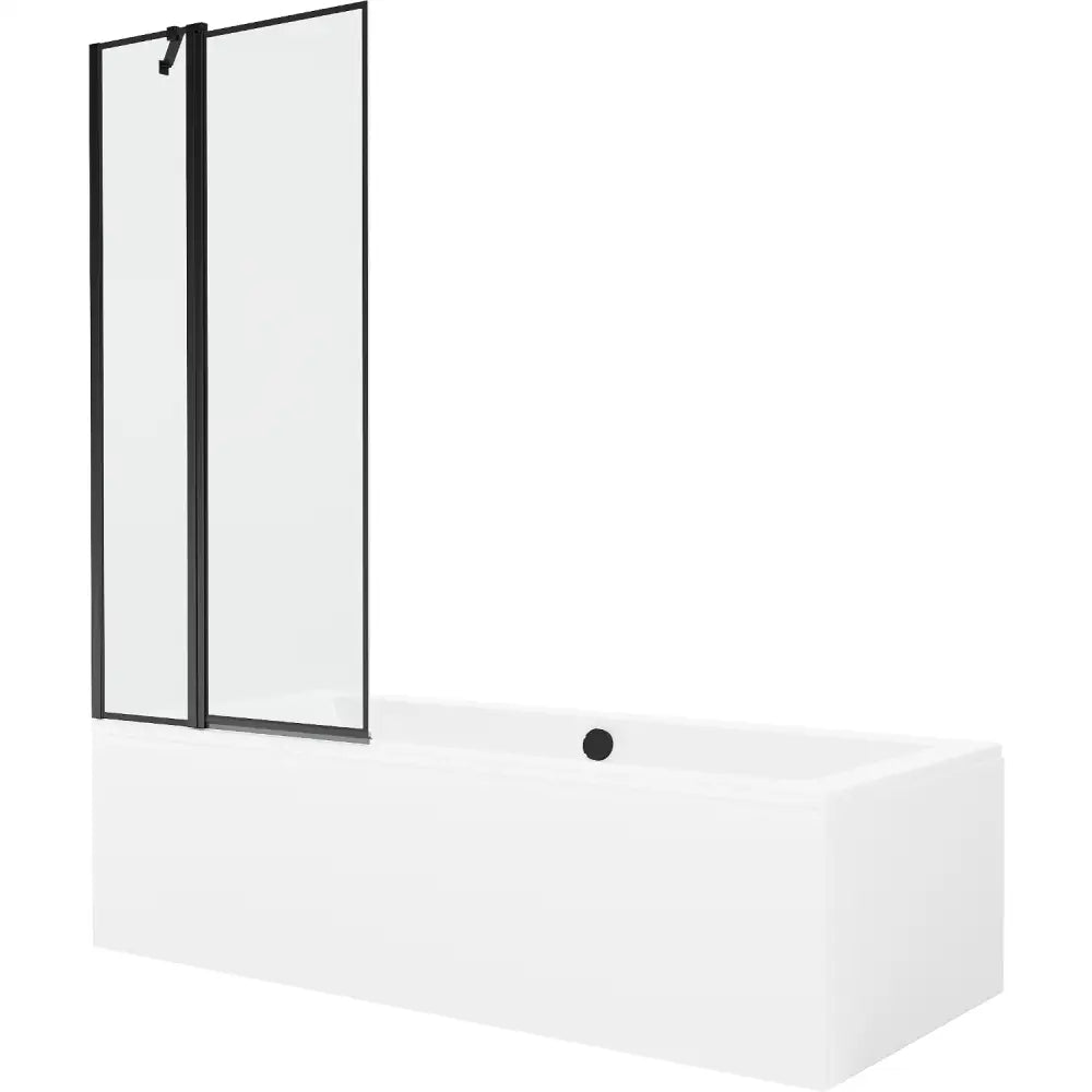 Mexen Cube Rektangulært Badekar 180x80 Cm med Kappe og Enkeltdørs Dusjvegg 80 Cm Svart Design - 550518080x