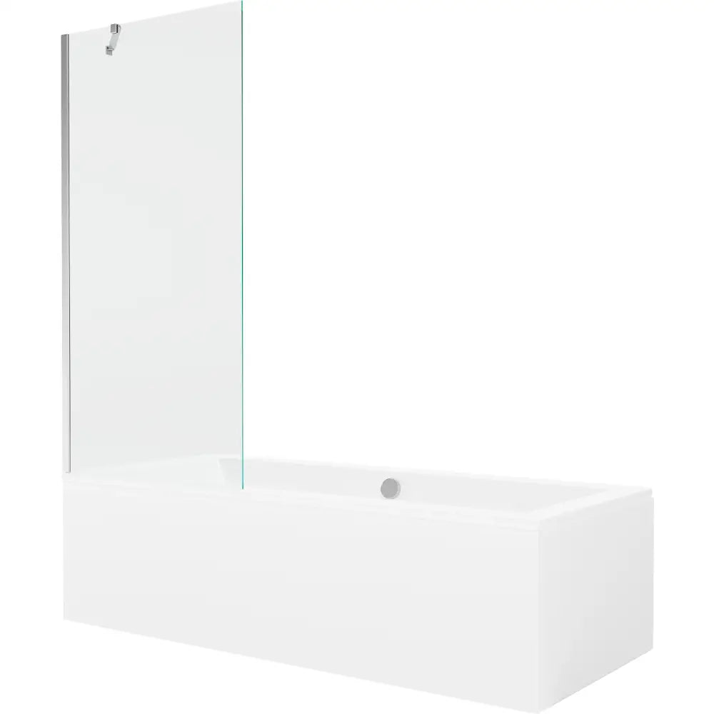 Mexen Cube Rektangulært Badekar 180x80 Cm med Kappe og Enkeltfløyet 80 Cm Skjerm Gjennomsiktig Krom - 550518080x