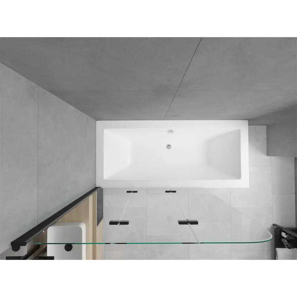 Mexen Cube Rektangulært Badekar 180x80 Cm med Kledning og 3-delt Skjermbrett 120 Cm Gjennomsiktig Svart - 550518080x