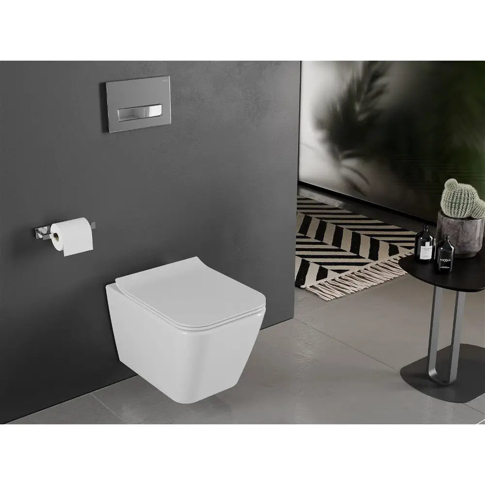 Mexen Cube Toalettskål Rimless med Soft-close Sete Slim Duroplast Hvit