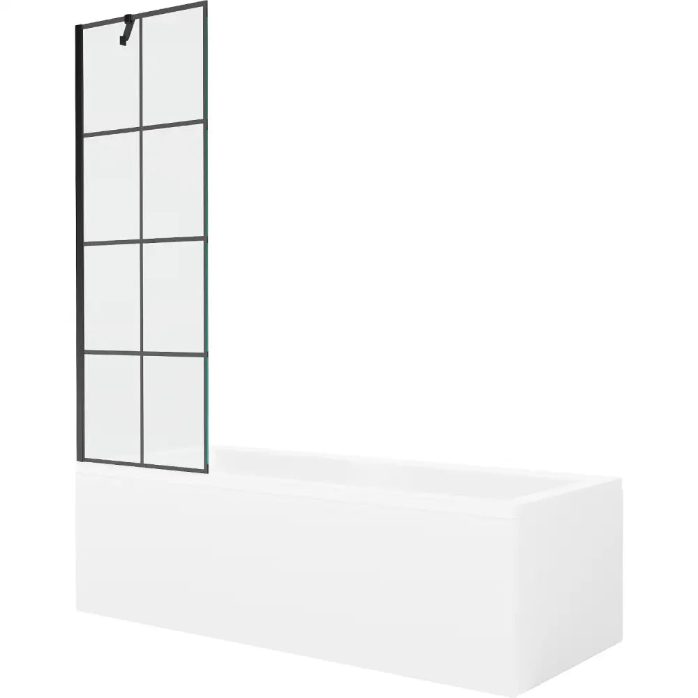 Mexen Cubik Rektangulært Badekar 150x70 Cm med Kabinett og Enkeltfløyels Skjerm 60 Cm Svart Mønster - 550315070x