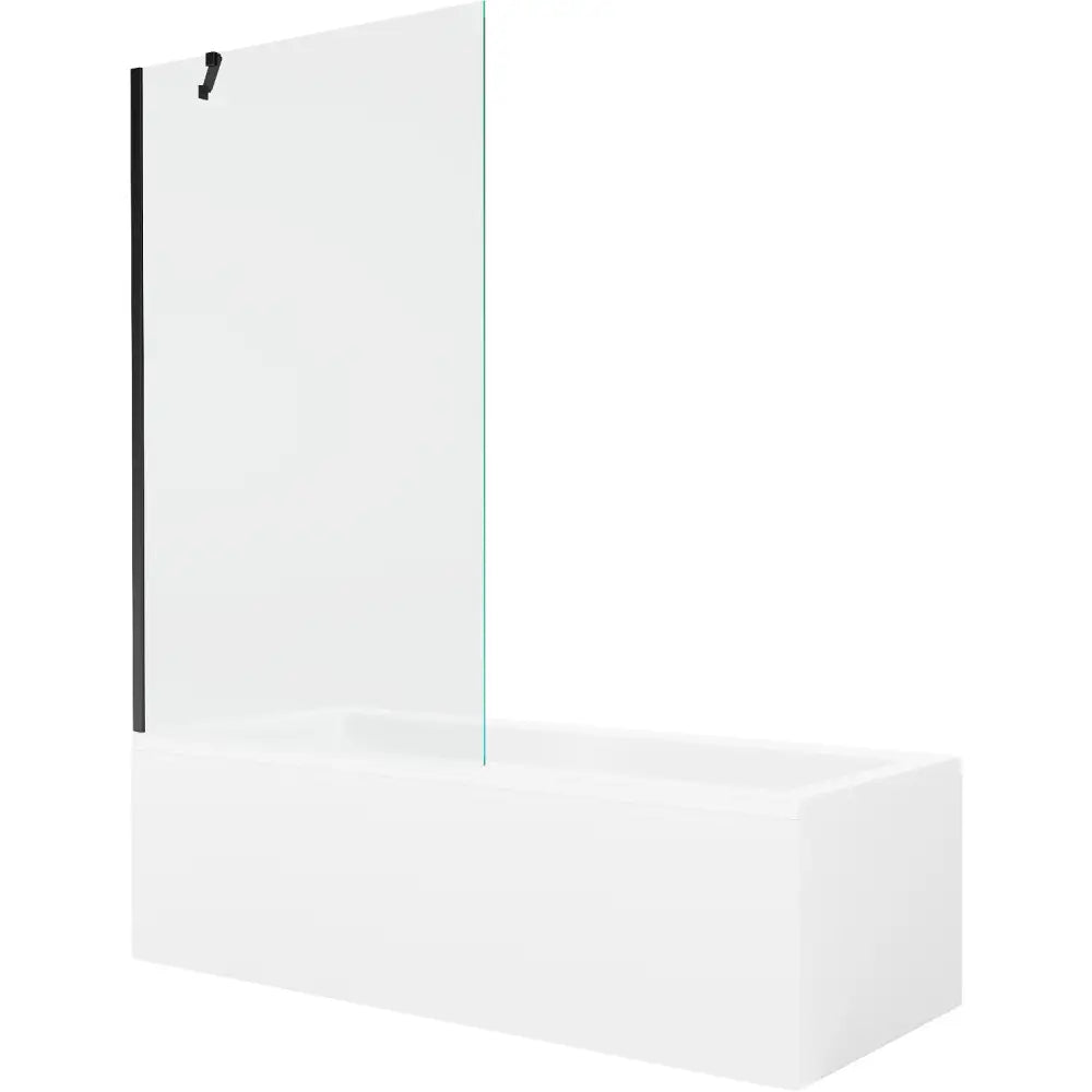 Mexen Cubik Rektangulært Badekar 150x70 Cm med Kabinett og Enkeltfløyels Skjerm 100 Cm Gjennomsiktig Svart - 550315070x