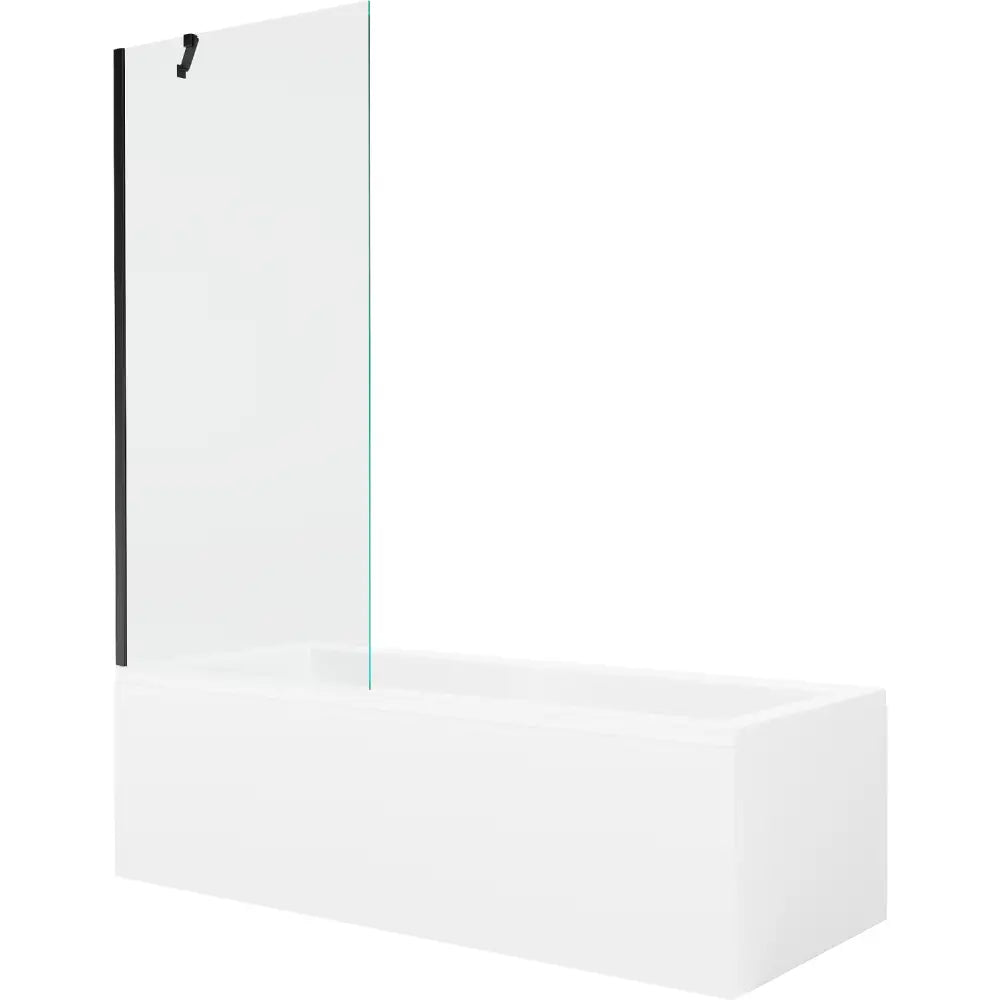 Mexen Cubik Rektangulært Badekar 150x70 Cm med Kabinett og Enkeltfløyels Dørskjerm 80 Cm Gjennomsiktig Sort - 550315070x