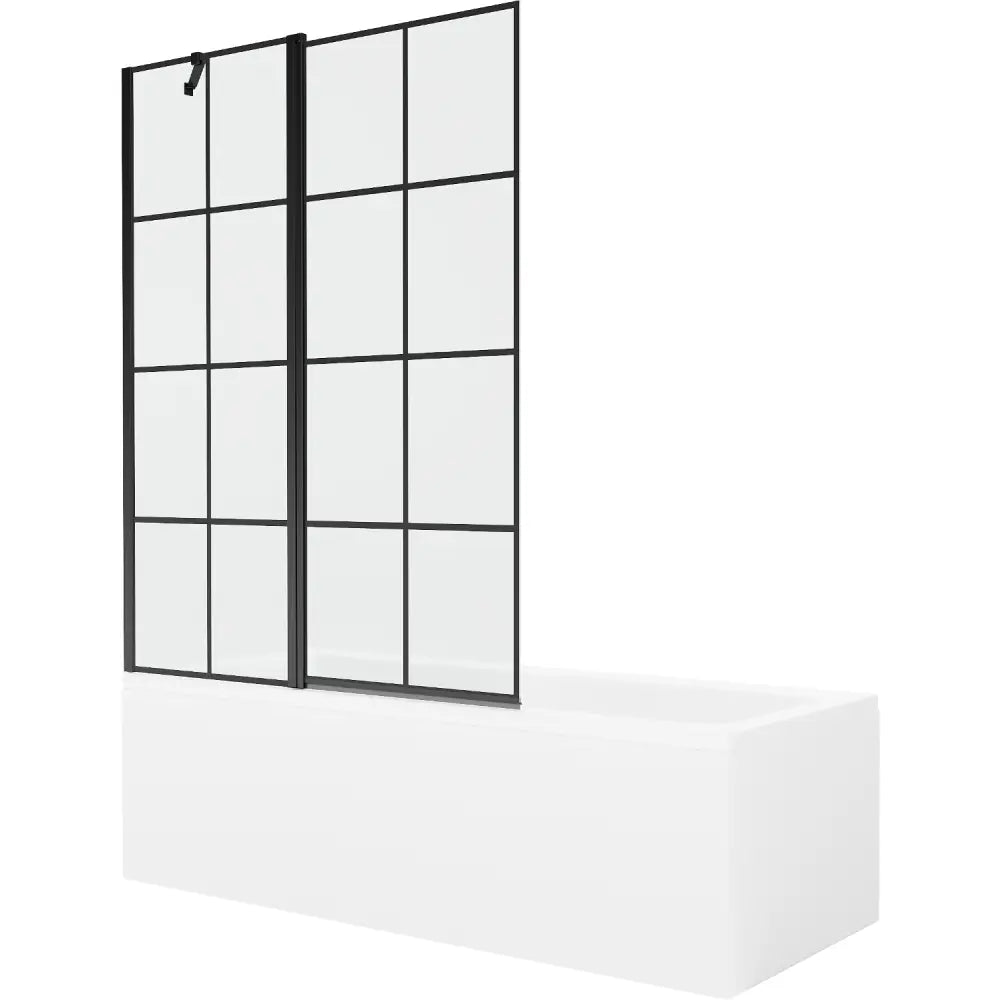 Mexen Cubik Rektangulært Badekar 150x70 Cm med Kabinett og Enkeltdørs Skjerm 120 Cm Svart Mønster - 550315070x