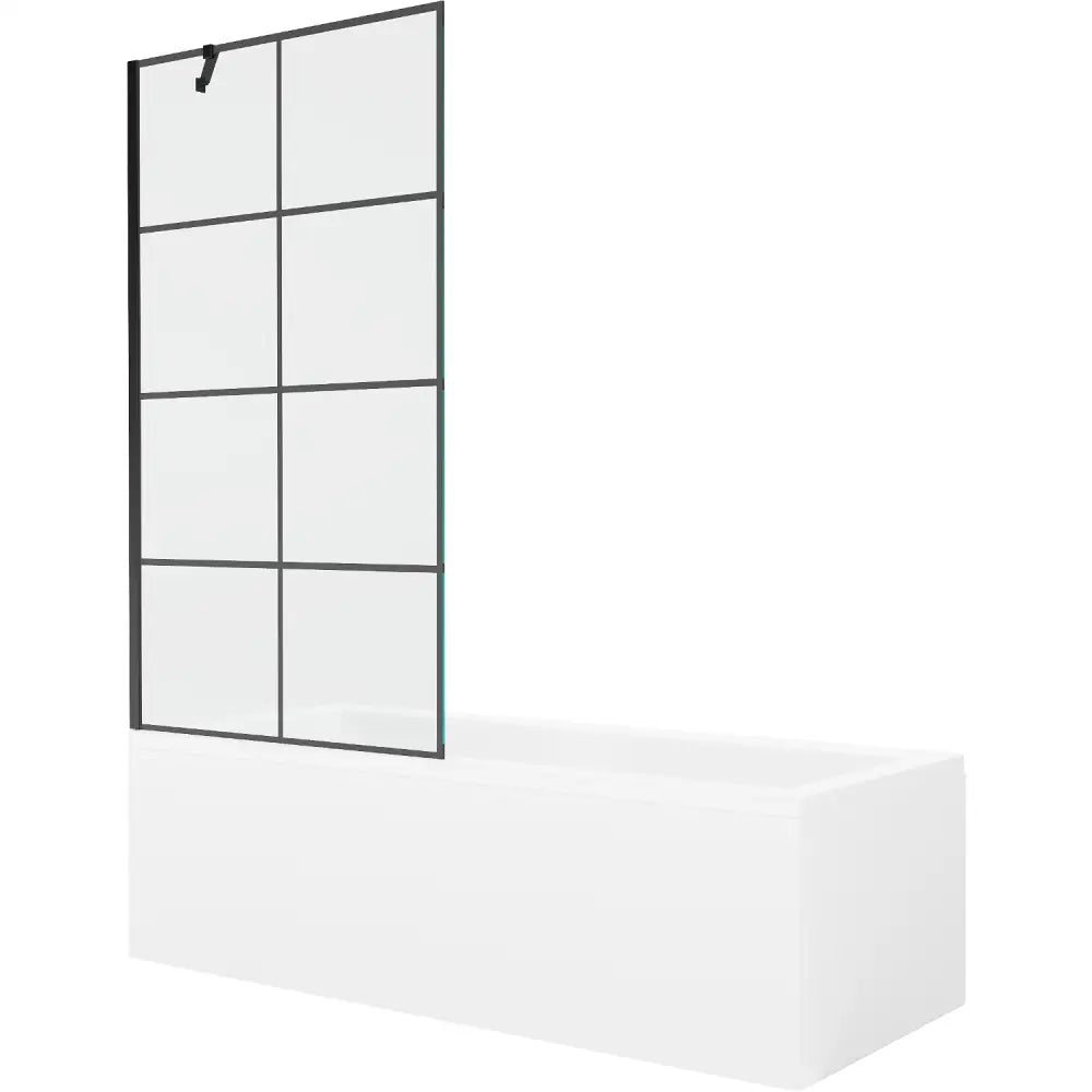 Mexen Cubik Rektangulært Badekar 150x70 Cm med Kabinett og Enkeltfløyet Dusjvegg 90 Cm Svart Mønster - 550315070x