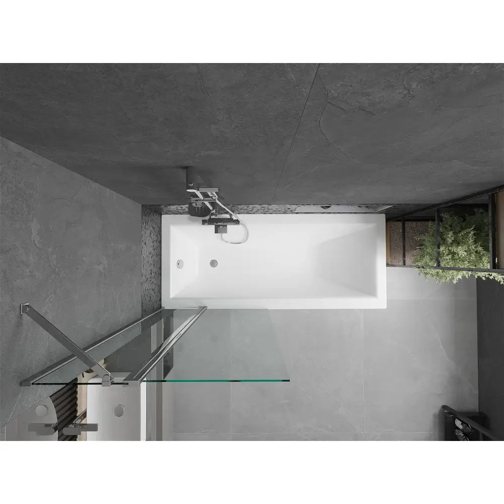 Mexen Cubik Rektangulært Badekar 150x70 Cm med Kabinett og Enkeltfløyet 80 Cm Skjerm Gjennomsiktig Krom - 550315070x