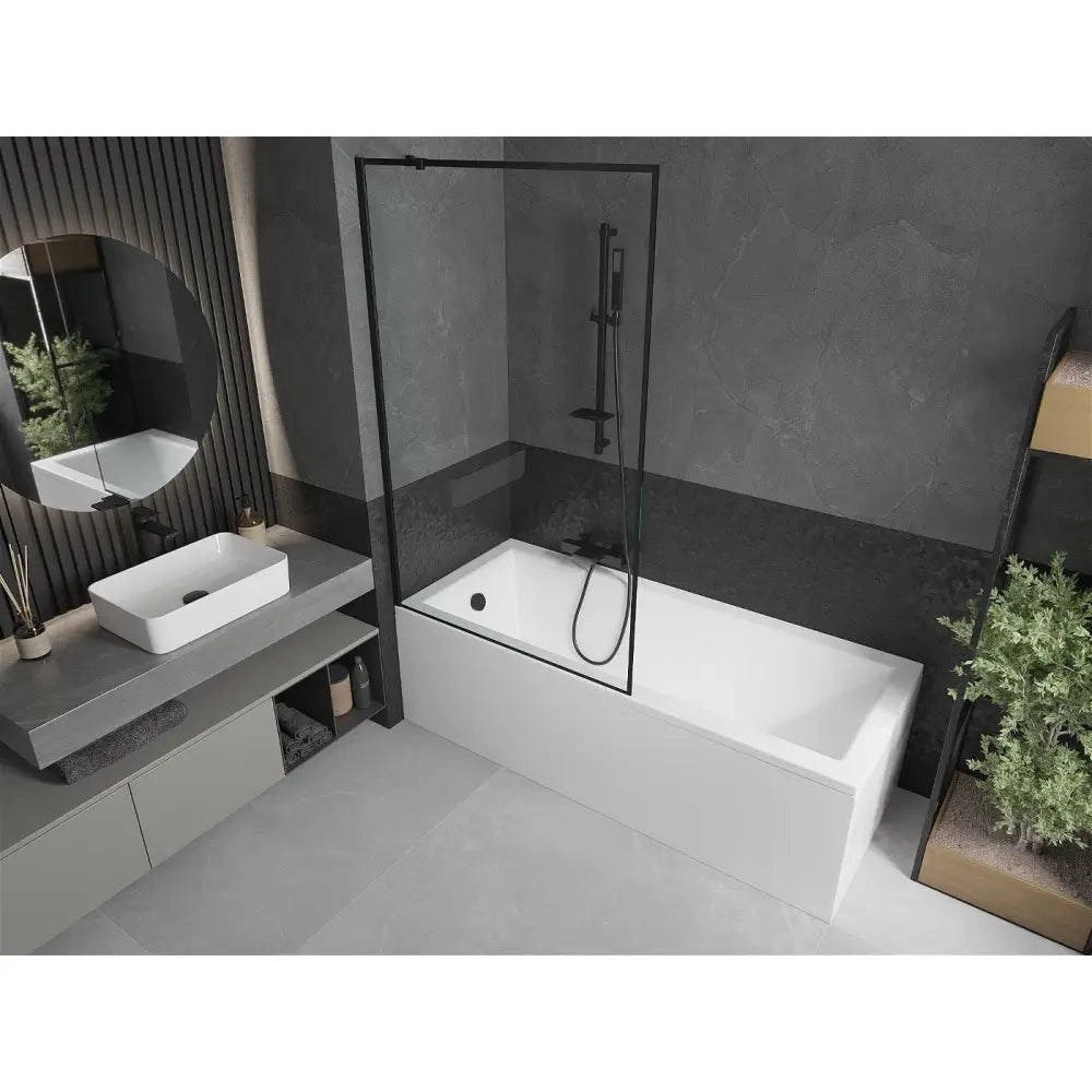 Mexen Cubik Rektangulært Badekar 150x70 Cm med Kabinett og 1-delt Dusjvegg 100 Cm Svart Mønster - 550315070x