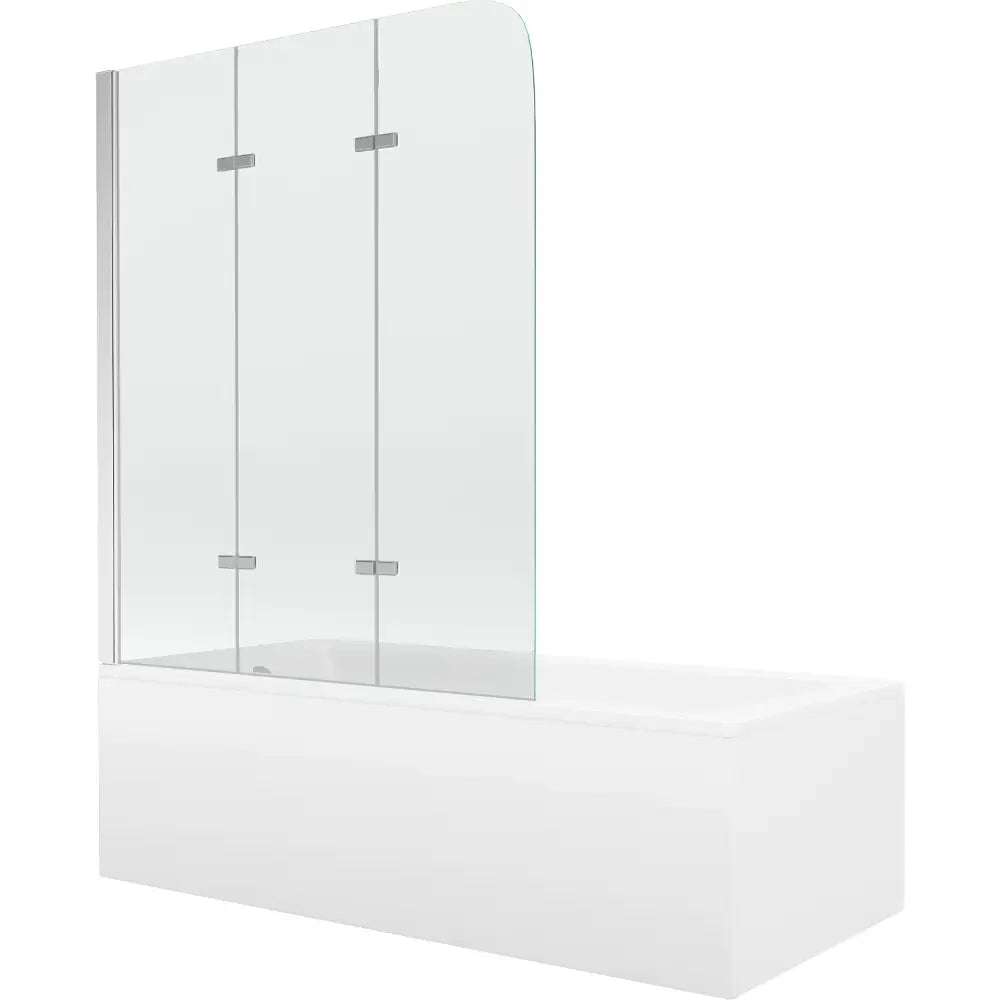 Mexen Cubik Rektangulært Badekar 150x70 Cm med Kabinett og 3-delt Dusjvegg 120 Cm Gjennomsiktig Krom - 550315070x
