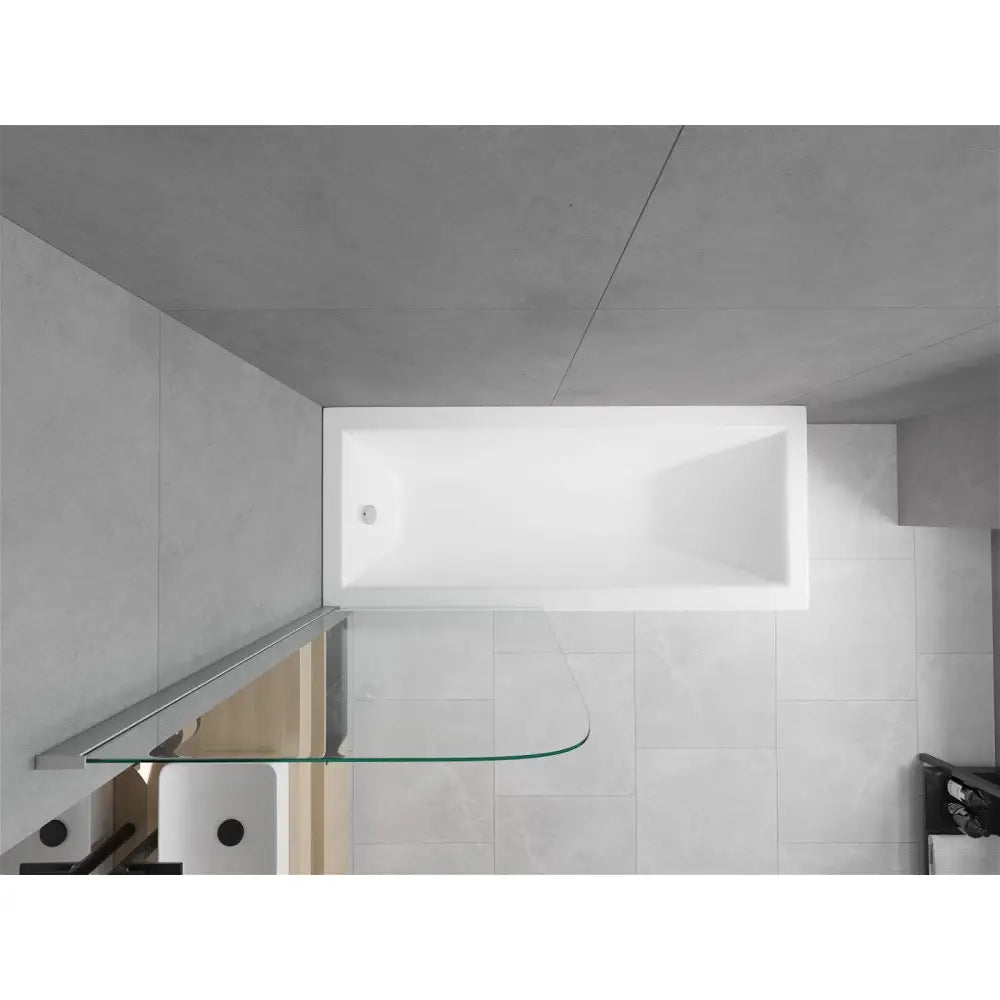 Mexen Cubik Rektangulært Badekar 150x70 Cm med Kabinett og Enkelt 80 Cm Dør Gjennomsiktig Krom - 550315070x