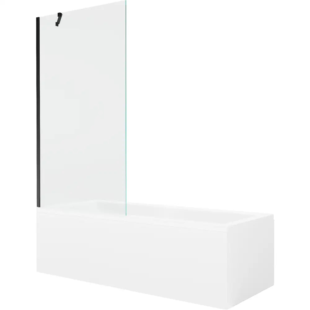 Mexen Cubik Rektangulært Badekar 150x70 Cm med Kabinett og Enkelt 90 Cm Dørskjerm Gjennomsiktig Svart - 550315070x