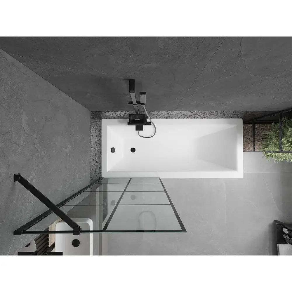 Mexen Cubik Rektangulært Badekar 150x70 Cm med Kledning og Enkeltvinget 70 Cm Skjerm Svart Mønster - 550315070x