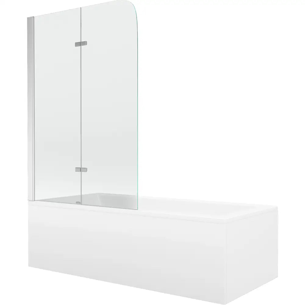 Mexen Cubik Rektangulært Badekar 150x70 Cm med Kledning og Todelt Skjermvegg 80 Cm Gjennomsiktig Krom - 550315070x