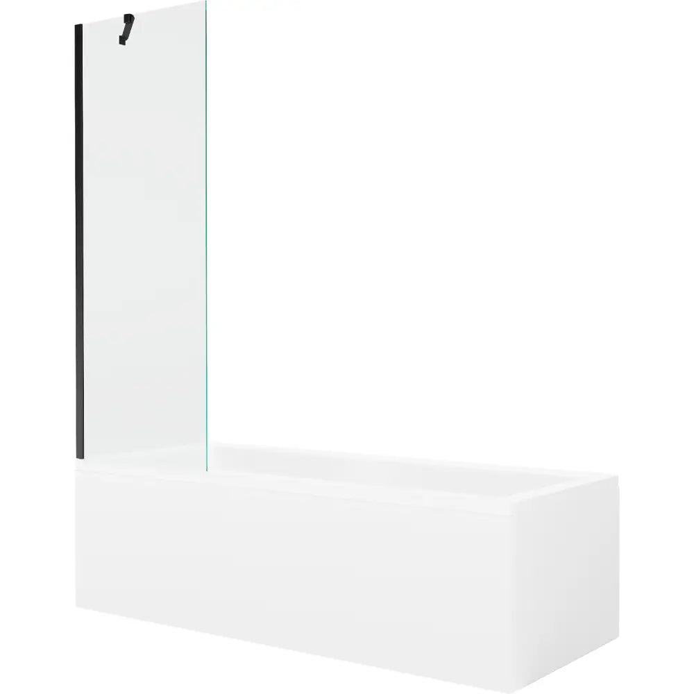Mexen Cubik Rektangulært Badekar 160x70 Cm med Kabinett og Enkeltfløyet 60 Cm Skjerm Gjennomsiktig Svart - 550316070x
