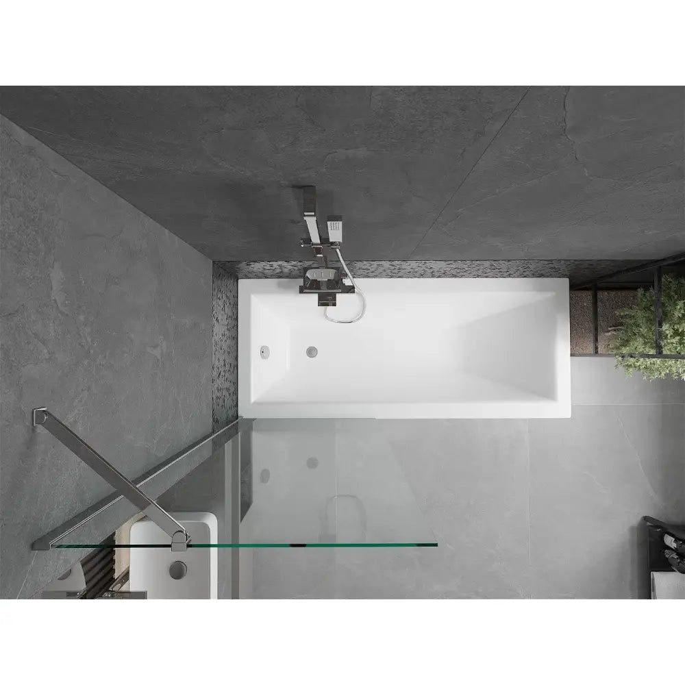 Mexen Cubik Rektangulært Badekar 160x70 Cm med Kabinett og Enkeltfløyet 70 Cm Dørskjerm Transparent Krom - 550316070x