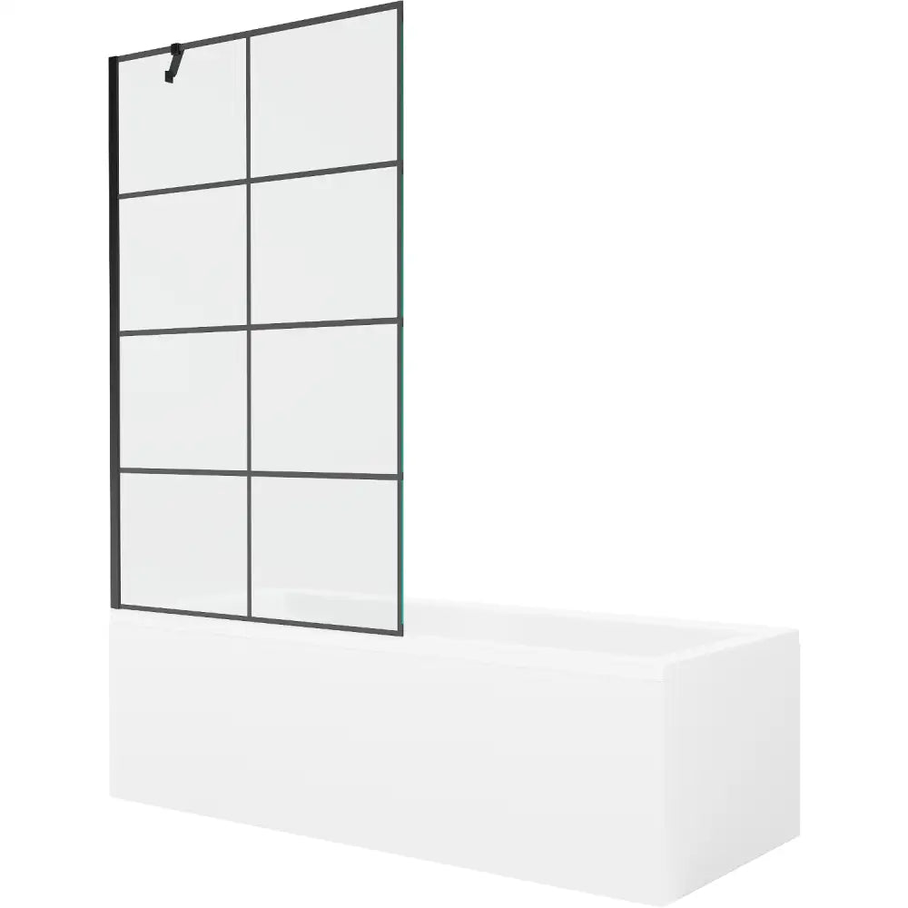 Mexen Cubik Rektangulært Badekar 160x70 Cm med Kabinett og Enkeltdørs Skjerm 100 Cm Svart Mønster - 550316070x