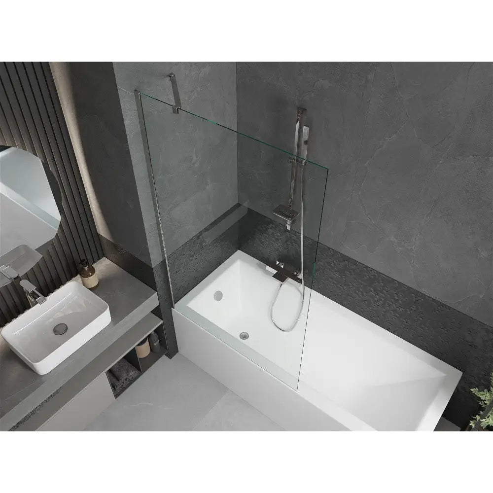Mexen Cubik Rektangulært Badekar 160x70 Cm med Kabinett og Enkeltdør Dusjvegg 100 Cm Gjennomsiktig Krom - 550316070x