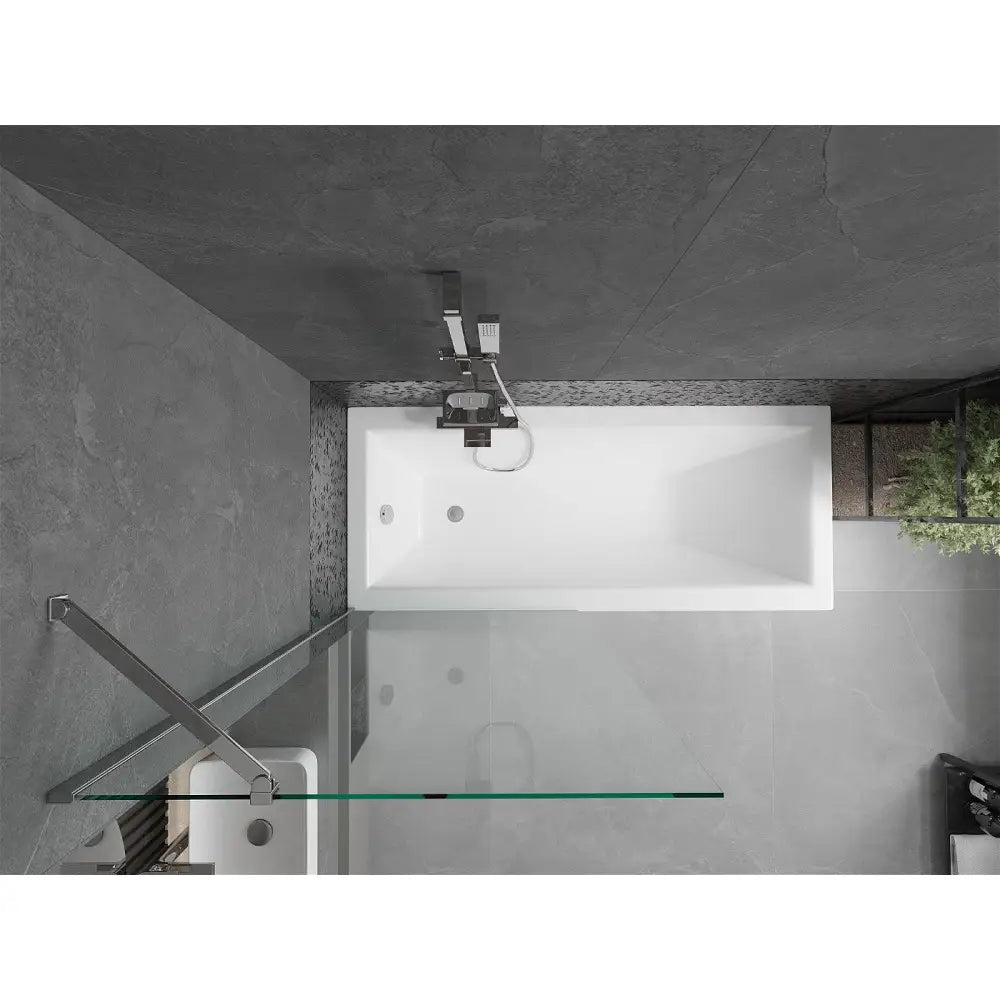 Mexen Cubik Rektangulært Badekar 160x70 Cm med Kabinett og Enkeltdørs Dusjvegg 80 Cm Gjennomsiktig Krom - 550316070x