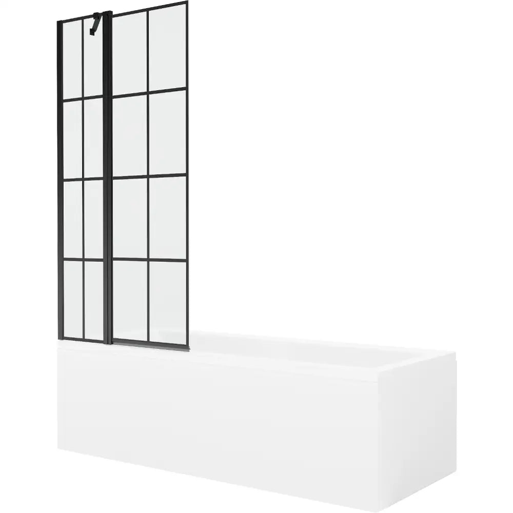 Mexen Cubik Rektangulært Badekar 160x70 Cm med Kabinett og Enkeltfløyelsdør 80 Cm Svart Mønster - 550316070x