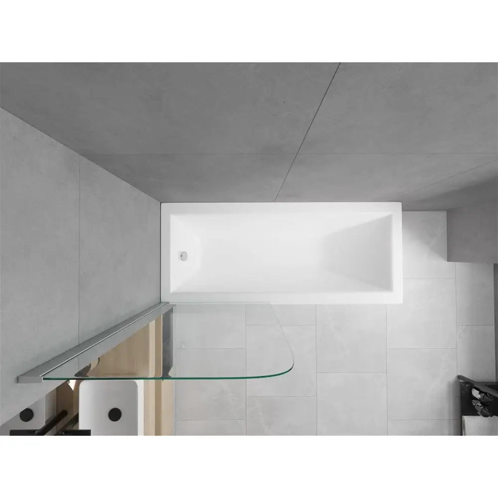Mexen Cubik Rektangulært Badekar 160x70 Cm med Kabinett og Ett-vinget 80 Cm Dusjvegg Gjennomsiktig Krom - 550316070x