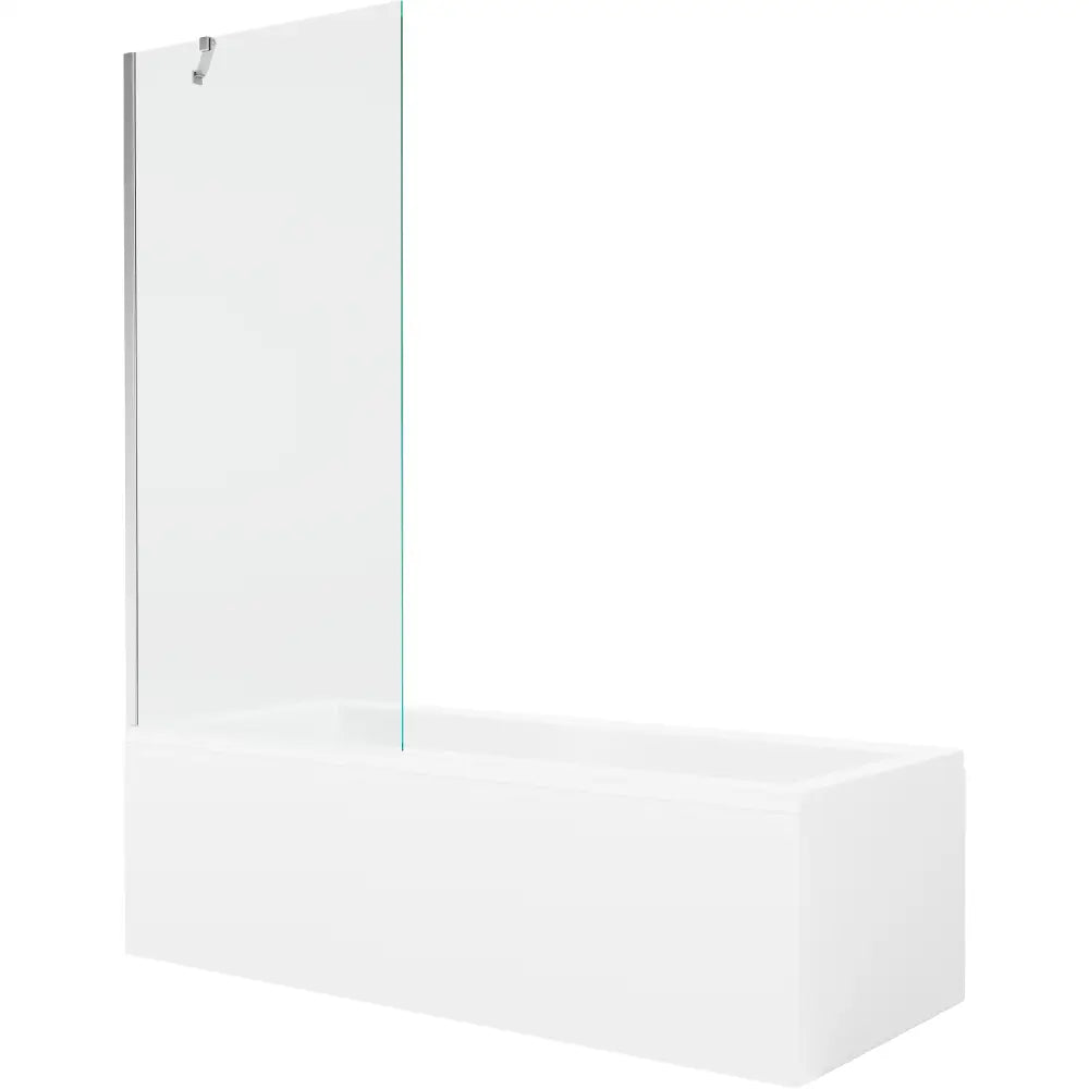 Mexen Cubik Rektangulært Badekar 160x70 Cm med Kabinett og Enkeltdørs Dusjvegg 80 Cm Gjennomsiktig Krom - 550316070x