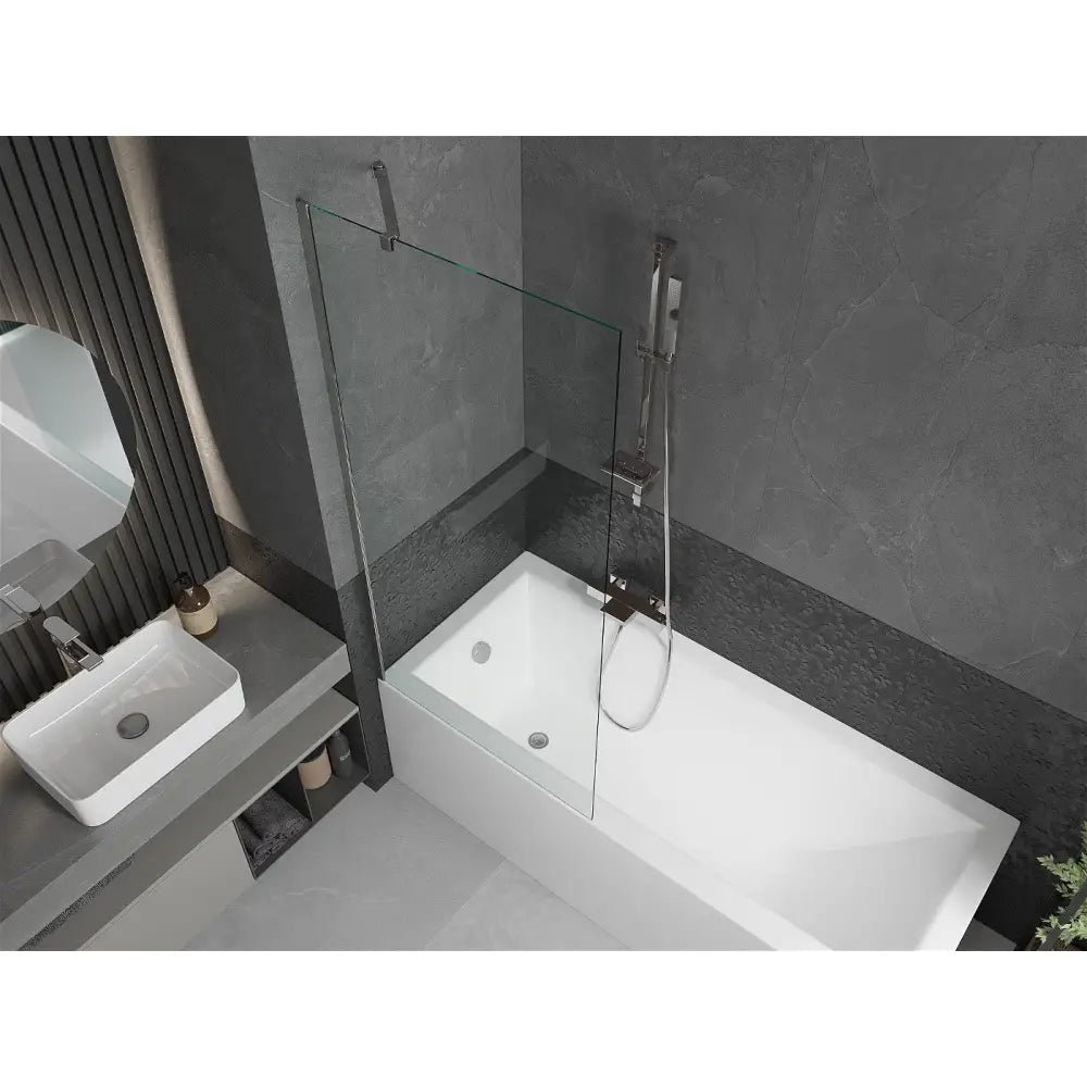 Mexen Cubik Rektangulært Badekar 160x70 Cm med Kabinett og Enkeltdørs Dusjvegg 80 Cm Gjennomsiktig Krom - 550316070x