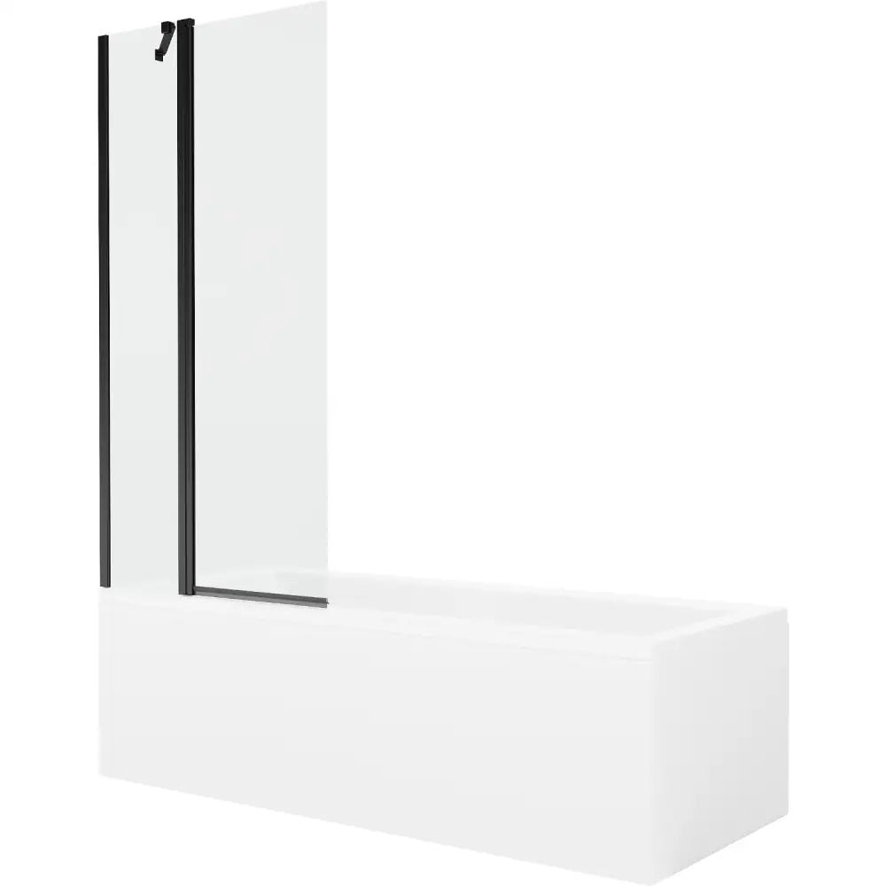 Mexen Cubik Rektangulært Badekar 160x70 Cm med Kabinett og 1-dørs Dusjvegg 80 Cm Gjennomsiktig Svart - 550316070x