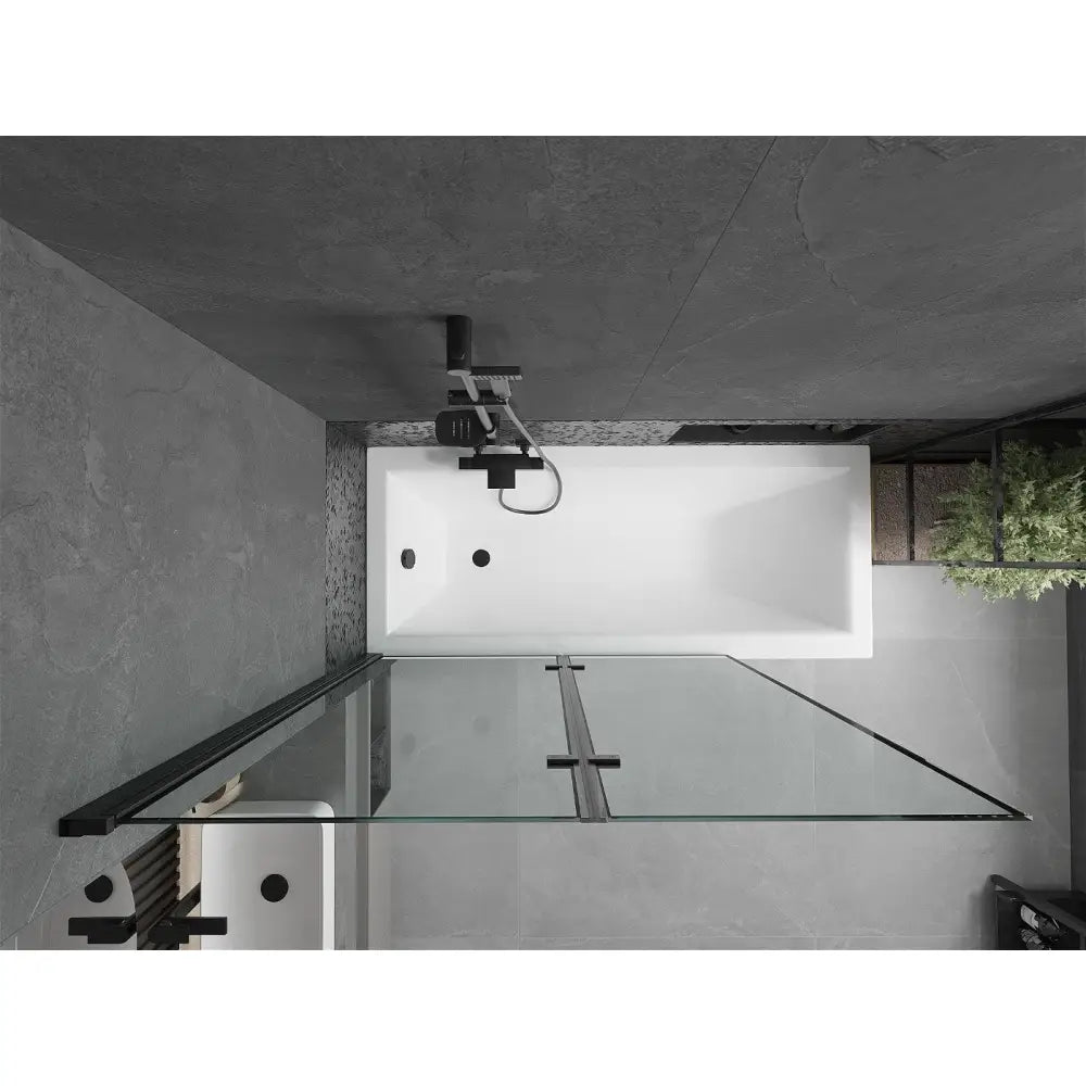 Mexen Cubik Rektangulært Badekar 160x70 Cm med Kabinett og 2-delt Skjerm 120 Cm Svart Mønster - 550316070x