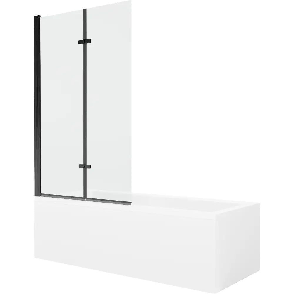 Mexen Cubik Rektangulært Badekar 160x70 Cm med Kabinett og 2-delt Dør 100 Cm Gjennomsiktig Svart - 550316070x