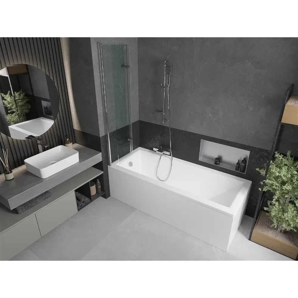 Mexen Cubik Rektangulært Badekar 160x70 Cm med Kabinett og 2-delt Dusjdør 80 Cm Gjennomsiktig Krom - 550316070x