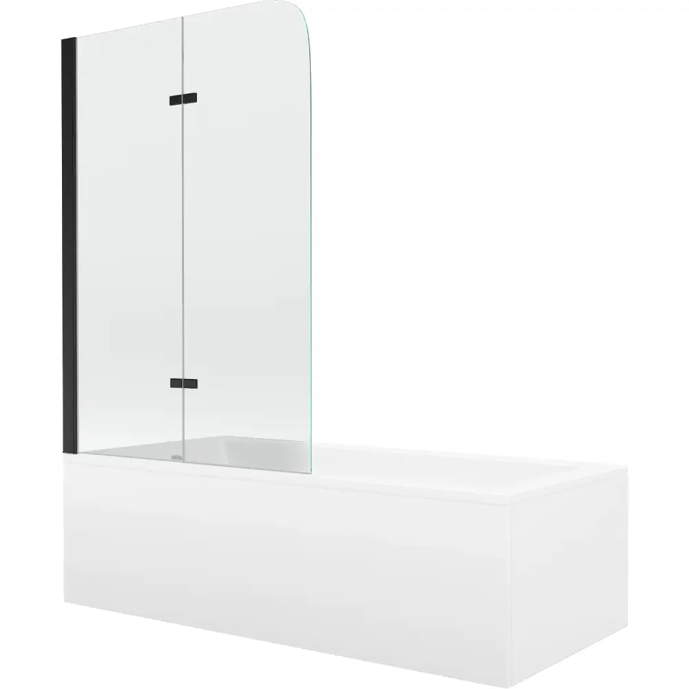 Mexen Cubik Rektangulært Badekar 160x70 Cm med Kabinett og 2-delt Dusjvegg 80 Cm Gjennomsiktig Svart - 550316070x