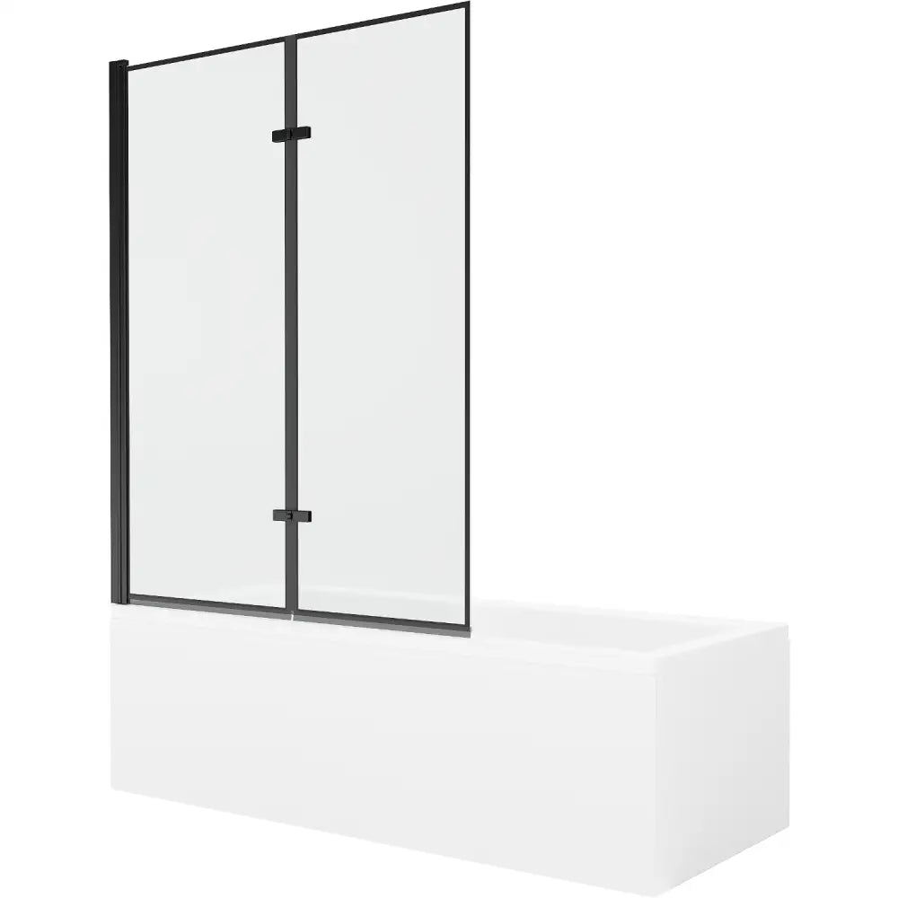 Mexen Cubik Rektangulært Badekar 160x70 Cm med Kabinett og 2-delt Skjerm 120 Cm Svart Mønster - 550316070x