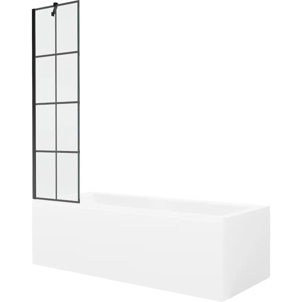 Mexen Cubik Rektangulært Badekar 160x70 Cm med Kabinett og Enkelt 50 Cm Dusjvegg Svart Mønster - 550316070x
