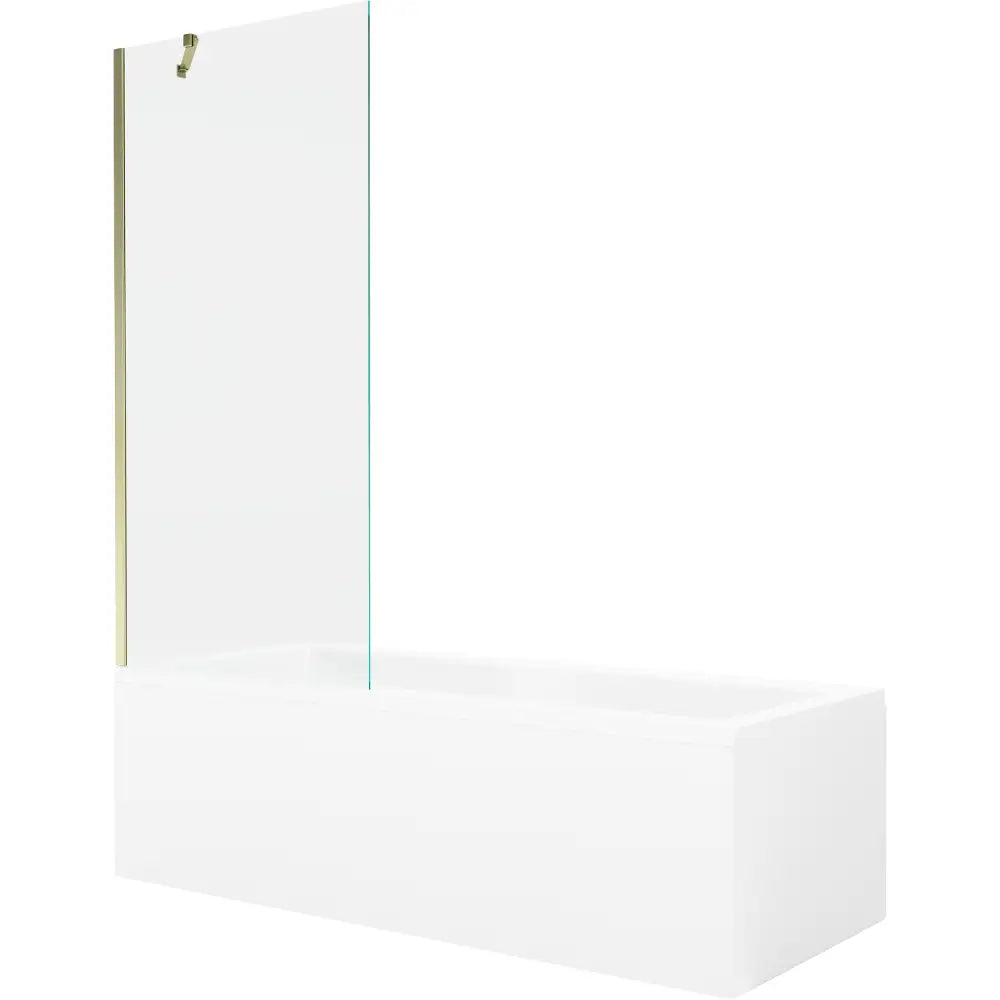 Mexen Cubik Rektangulært Badekar 160x70 Cm med Kabinett og Enkelt 80 Cm Dusjdør Gjennomsiktig Gull - 550316070x