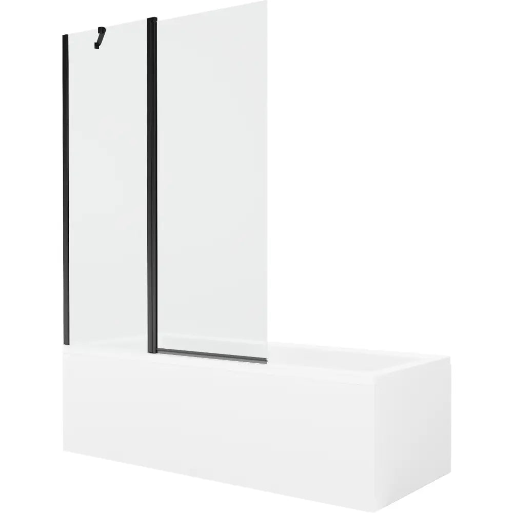 Mexen Cubik Rektangulært Badekar 170x70 Cm med Kabinett og Enkeltdørs Dusjvegg 120 Cm Gjennomsiktig Svart - 550317070x