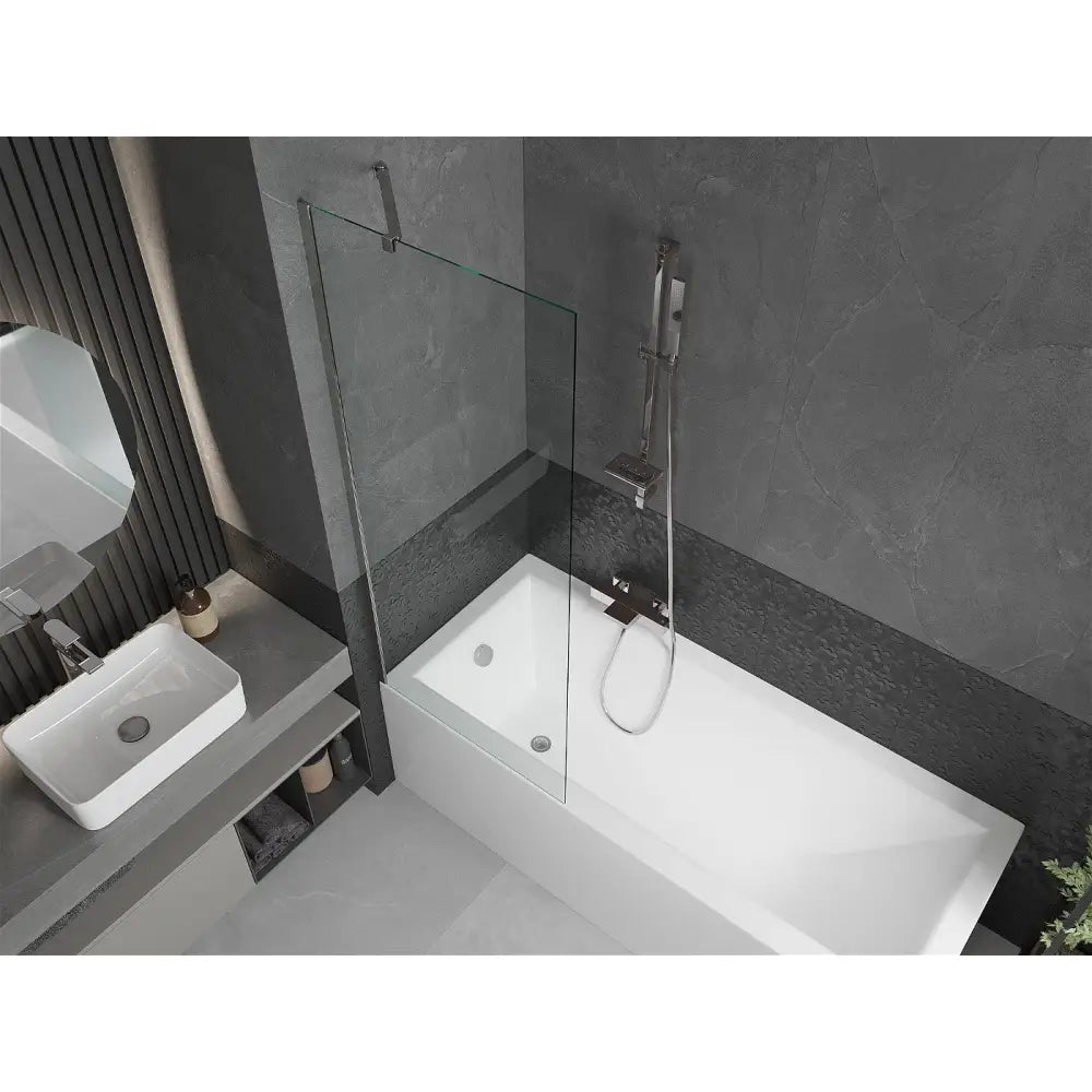 Mexen Cubik Rektangulært Badekar 170x70 Cm med Kabinett og Enkeltdørs Skjerm 70 Cm Gjennomsiktig Krom - 550317070x