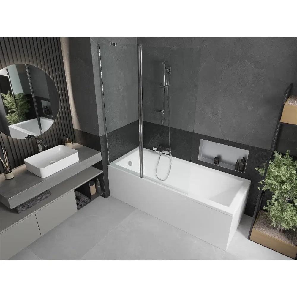 Mexen Cubik Rektangulært Badekar 170x70 Cm med Kabinett og Enkeltfløyet Dusjvegg 120 Cm Gjennomsiktig Krom - 550317070x