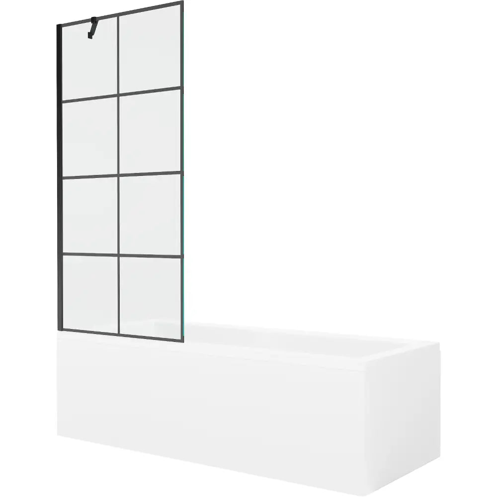 Mexen Cubik Rektangulært Badekar 170x70 Cm med Kabinett og Enkeltdørs Skjerm 80 Cm Svart Mønster - 550317070x