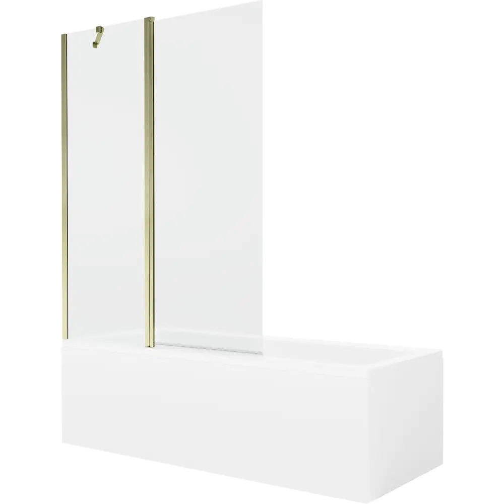 Mexen Cubik Rektangulært Badekar 170x70 Cm med Kabinett og Enkeltfløyet Skjerm 120 Cm Gjennomsiktig Gull - 550317070x