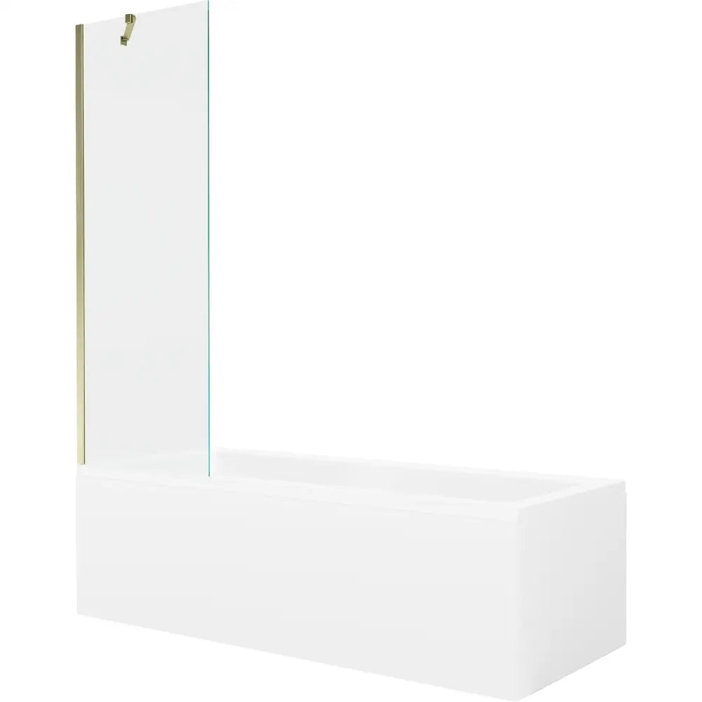 Mexen Cubik Rektangulært Badekar 170x70 Cm med Kabinett og Enkeltfløyels Skjerm 60 Cm Gjennomsiktig Gull - 550317070x.