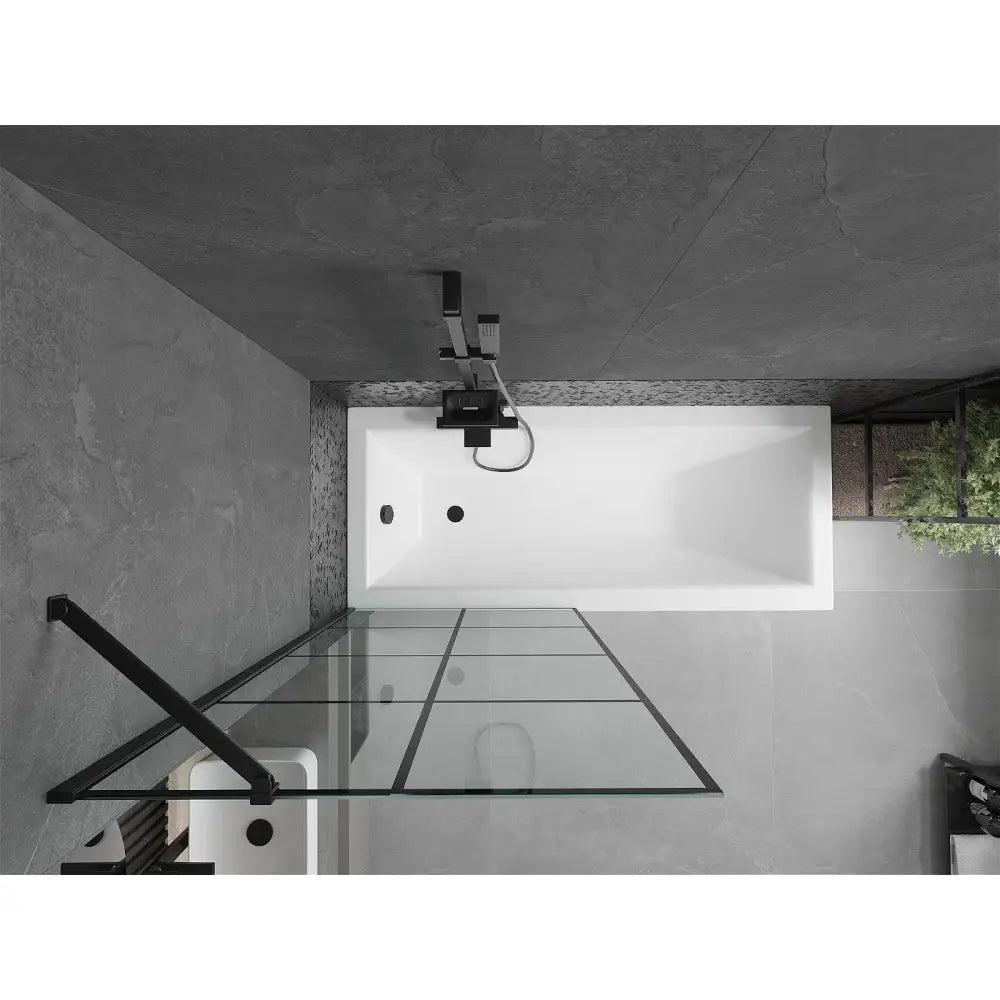 Mexen Cubik Rektangulært Badekar 170x70 Cm med Kabinett og Enkeltdørs Skjerm 80 Cm Svart Mønster - 550317070x