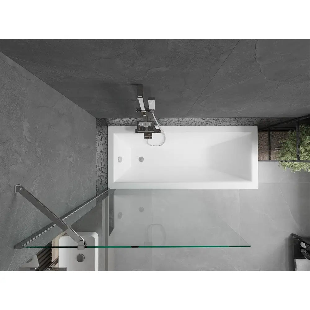 Mexen Cubik Rektangulært Badekar 170x70 Cm med Kabinett og Enkeltfløyet Dør på 90 Cm Gjennomsiktig Krom - 550317070x