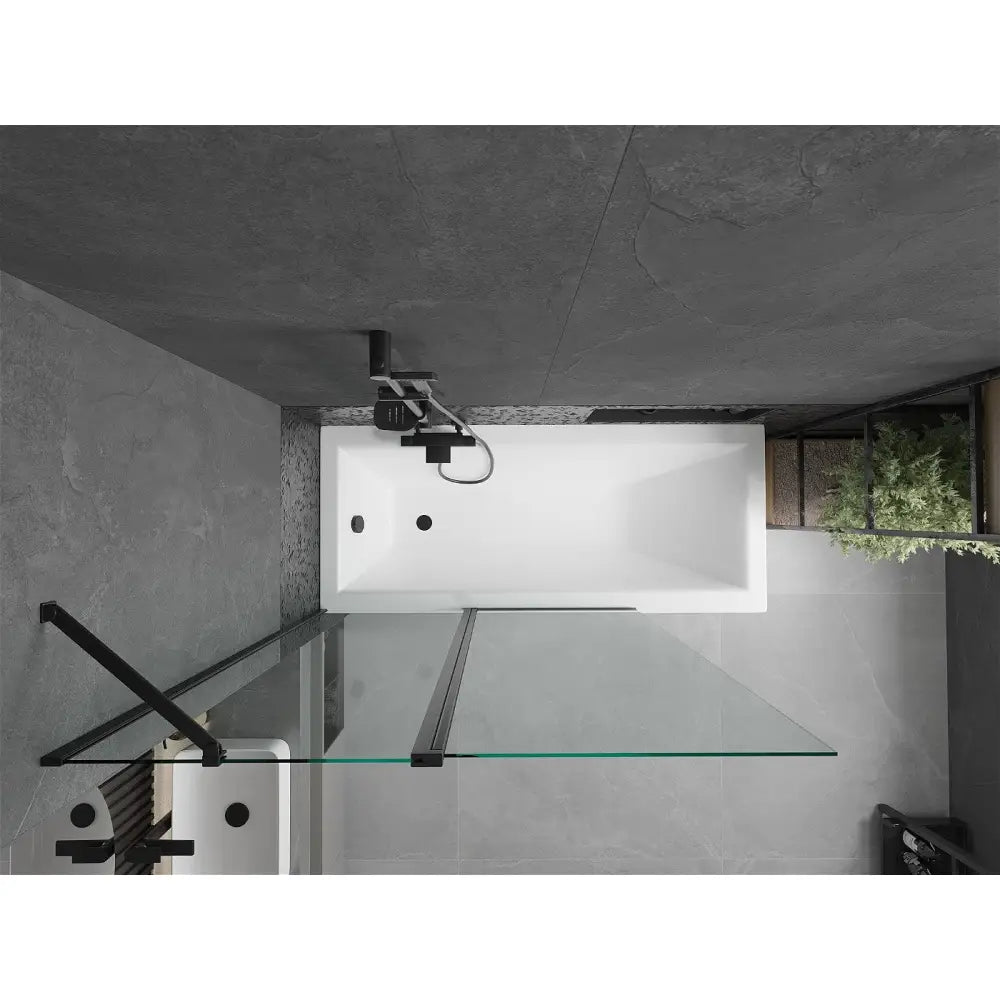 Mexen Cubik Rektangulært Badekar 170x70 Cm med Kabinett og Enkeltdørs Dusjvegg 120 Cm Gjennomsiktig Svart - 550317070x